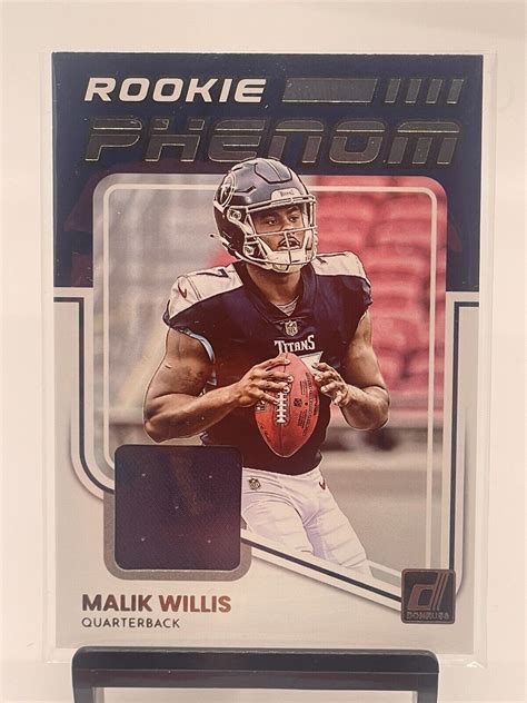 Panini Donruss Malik Willis Rc Rpj Rookie Phenom Patch Jersey