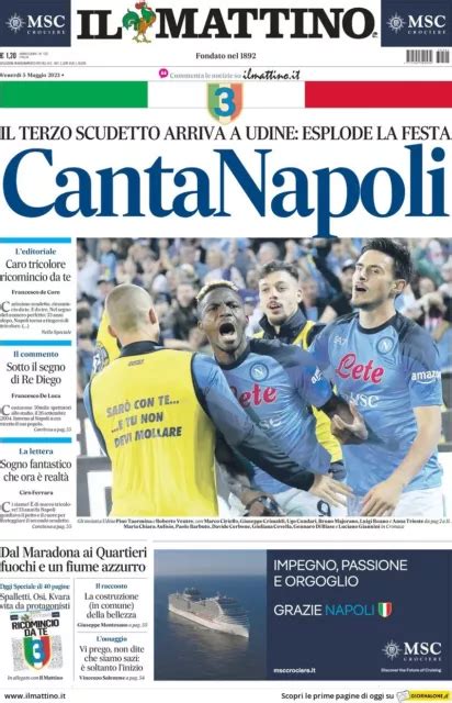 Poster Scudetto Napoli Prima Pagina Il Mattino Collezione Eur