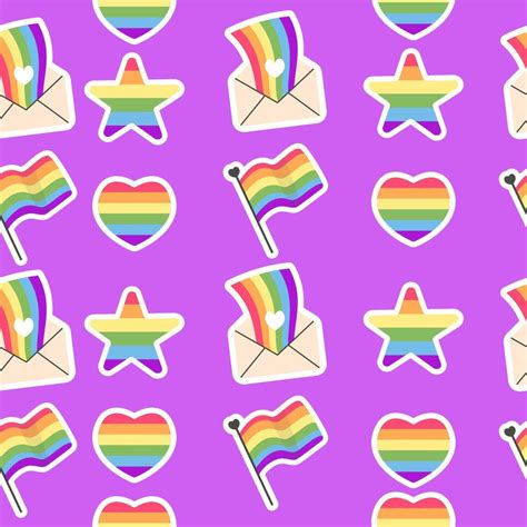 Seamless Pattern Lgbt Star Heart Letter Pride Month 46621811 Vector Art