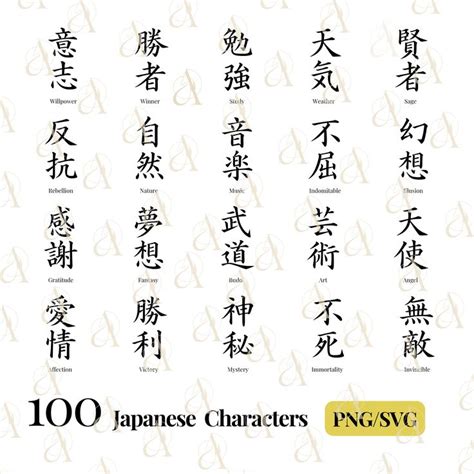 Japanese Word SVG Bundle Savage Kanji Symbols PNG Justice