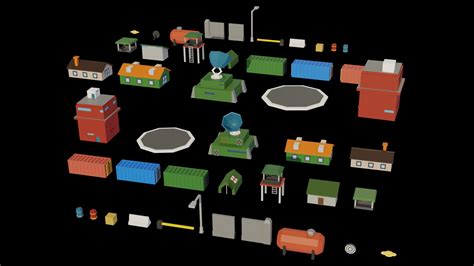 Low Poly Military Base Pack 3d By Zsky