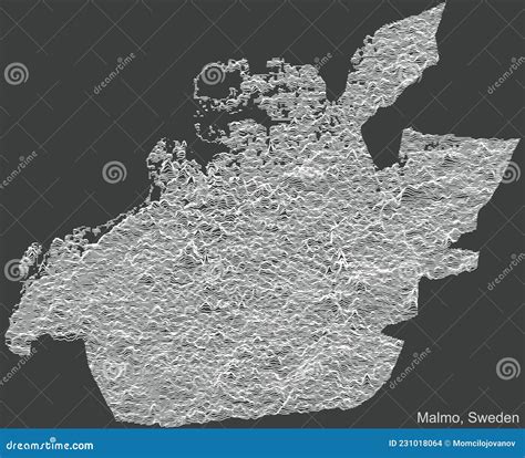 Donkere Topografische Kaart Van Malmo Zweden Vector Illustratie