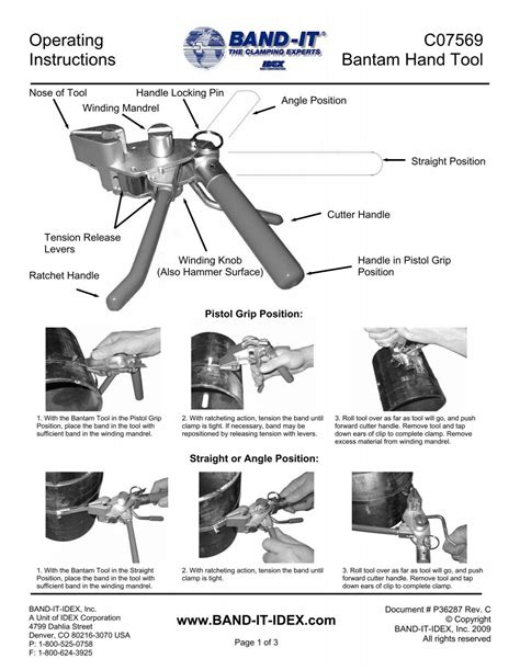 Operating Instructions C07569 Bantam Hand Tool - Band-It