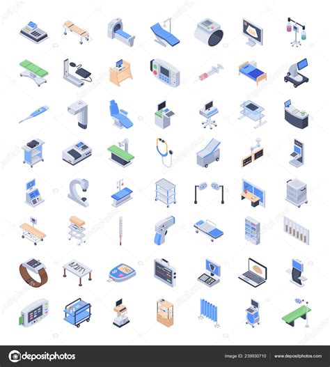 Healthcare Set Medical Equipment Icons Isometric Style Best Hospital ...