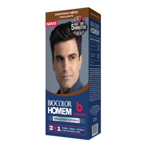 Tonalizante Bozzano Biocolor Homem Castanho Médio Ikesaki Cosméticos Ikesaki