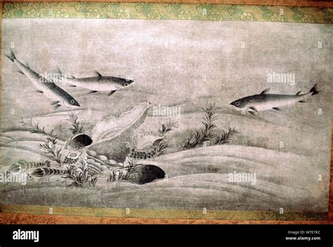 Japanese painting of fish. Artist: Unknown Stock Photo - Alamy