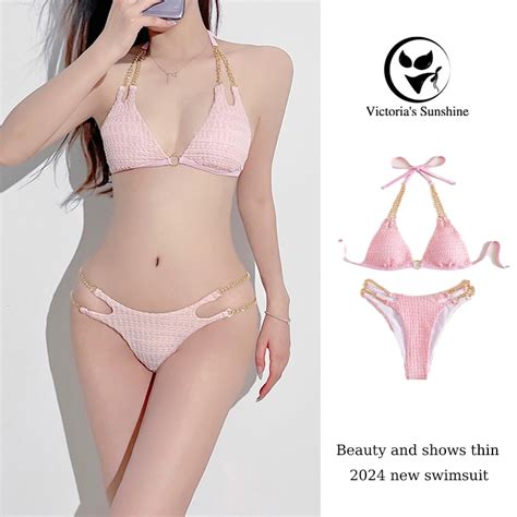 Neck Tie Bikini Set Female Swimwear On The Back Of The Soft And Comfortable Sexy Girl