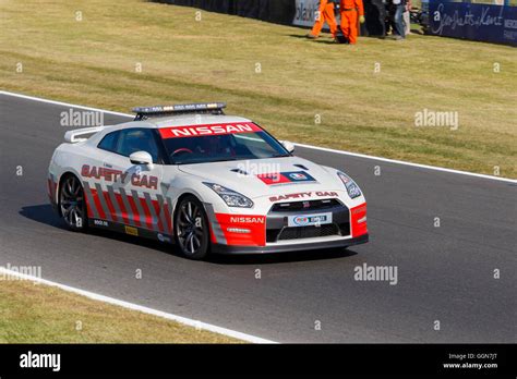 Brands Hatch, UK, 6th August 2016. Nissan GTR safety car inspecting the track Stock Photo - Alamy