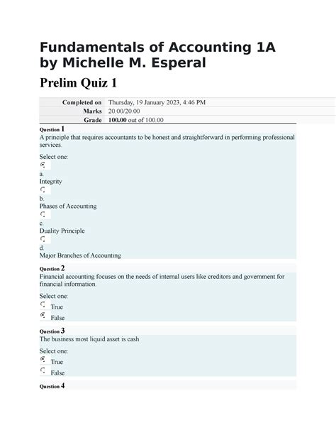 Fundamentals Of Accounting 1A Prelim Q1 Fundamentals Of Accounting 1A