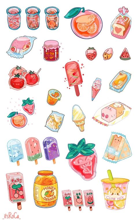 Kawaii food printable stickers | Cute food drawings, Kawaii stickers ...