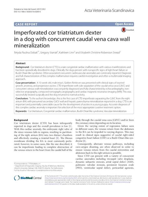 Pdf Imperforated Cor Triatriatum Dexter In A Dog With Deworming