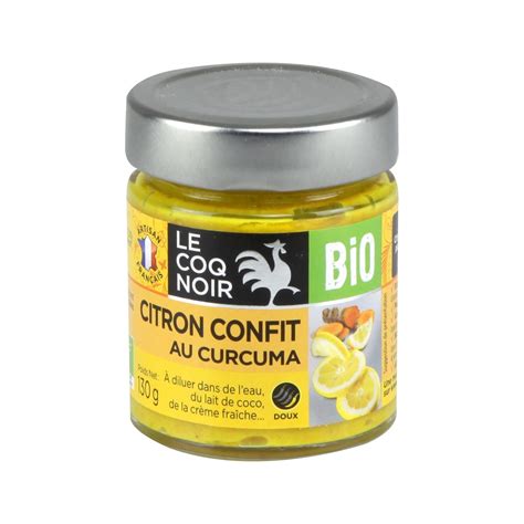 Pur E De Citron Bio Confit Au Curcuma Le Coq Noir Le Pot De G