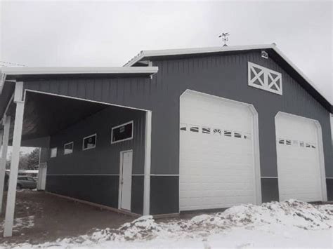 Grey And White 2 Car Garage Roper Buildings