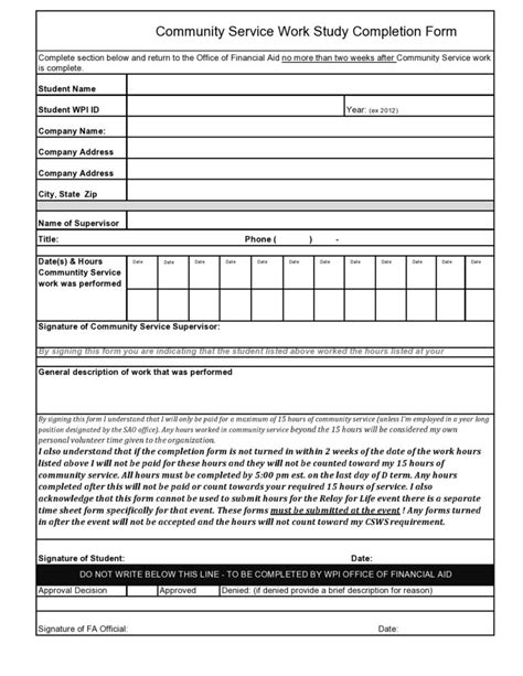 Printable Community Service Forms Ms Word Templatelab Serviceform Net