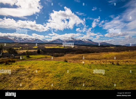 A Panoramic View Of The Ben Nevis Range From Spean Bridge In The