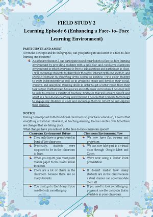 Field Study Learning Episode Field Study Learning Episode