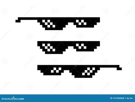 Pixel Black Sunglasses Bit Spectacles For Gangster And Thug Bad Guy