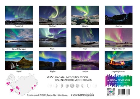 AURORA BOREALIS ICELAND Northern Lights Calendar 2022 Aurora Reykjavik