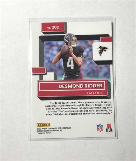 Donruss Optic Desmond Ridder Rated Rookie Base Card Falcons Ebay