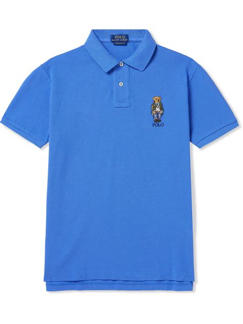 Polo Ralph Lauren Logo Embroidered Cotton Piqué Polo Shirt In Blue Modesens