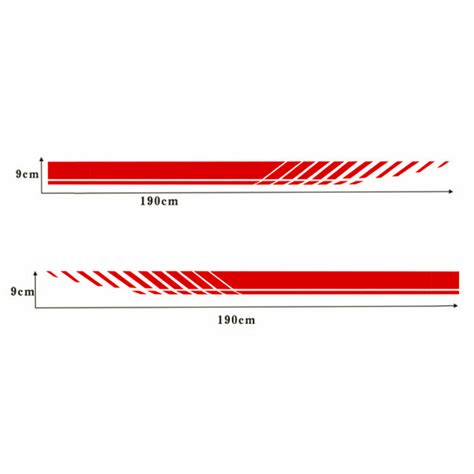 2x Red Sport Racing Stripe Graphic Stickers Car Body Side Door Vinyl