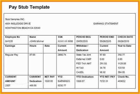 Free Pay Stub Template Download Of 5 Paycheck Template Microsoft Word ...