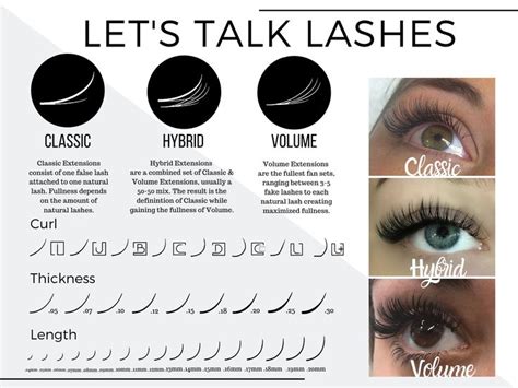 Eyelash Curl Length Thickness Poster For Classic Hybrid And Volume Eyelash Extensions Instant