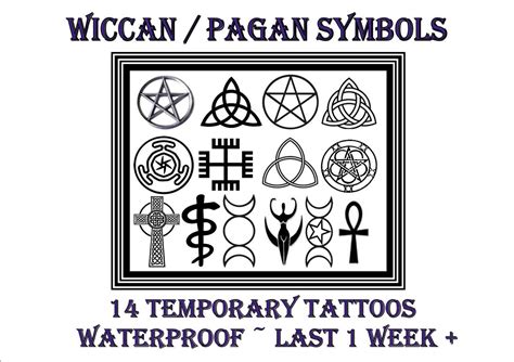 WICCAN PAGAN WITCHCRAFT SYMBOLS temporary TATTOOS waterproof LAST 1WEEK ...