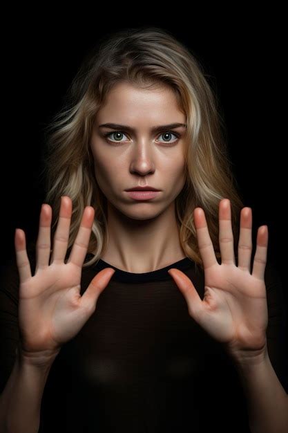 Premium Photo Woman Showing The Palms Of Her Hands To The Camera