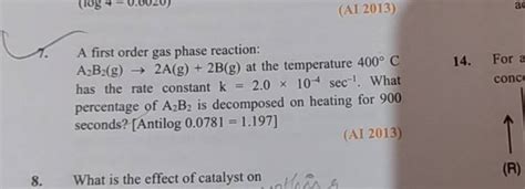 7 A First Order Gas Phase Reaction Filo