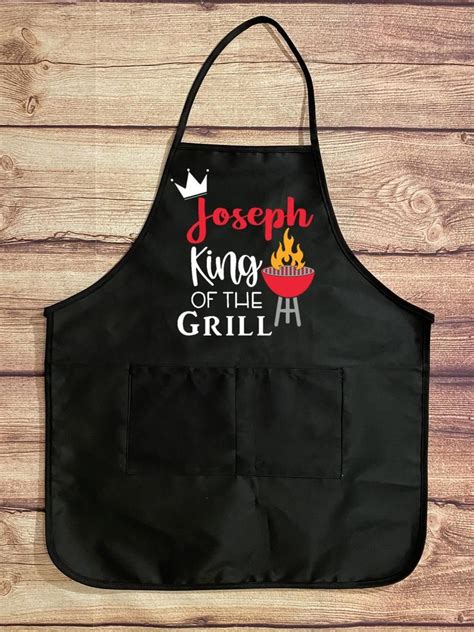 King Of The Grill Personalized Bbq Apron With Pockets Etsy