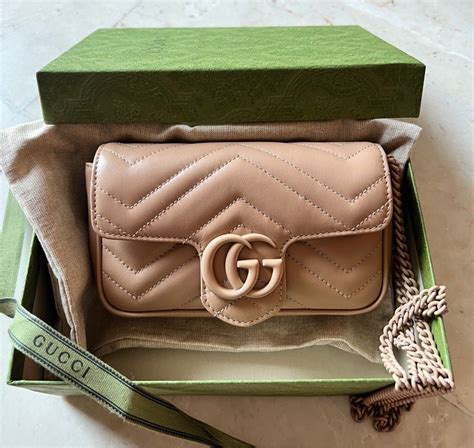 Ready Bnib Gucci Mini Marmon All Nude Full Set Box Barang Mewah