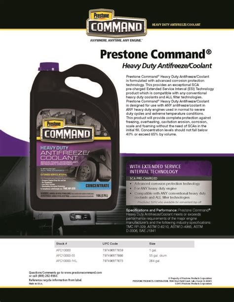 Prestone Command Heavy Duty Antifreeze Coolant Goldcrest