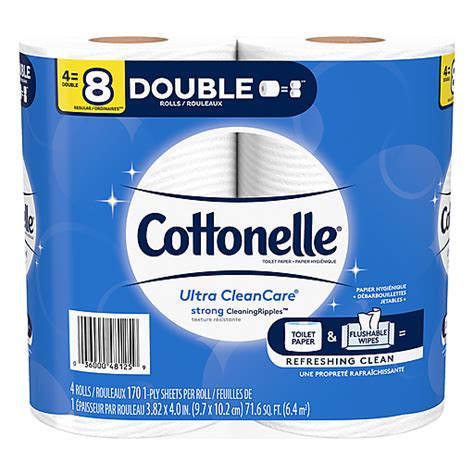 Cottonelle Ultra Cleancare Double Rolls 1 Ply Toilet Paper 4 Ea