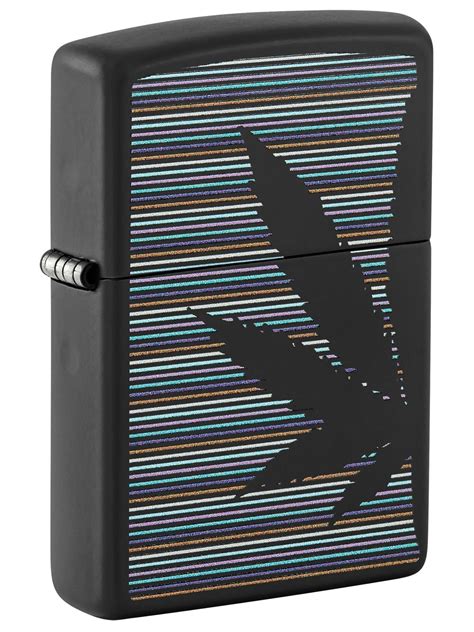 Zippo Lighter Weed Leaf With Lines Black Matte 48927 Lucas Lighters