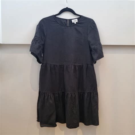 Seed Core Linen Mini Dress Black Size 8 Good Used Depop