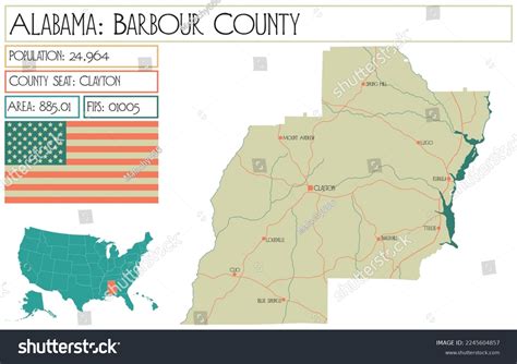 Large Detailed Map Barbour County Alabama Stock Vector Royalty Free