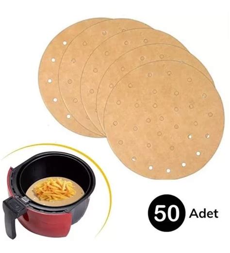 50 Adet Air Fryer Pişirme Kağıdı Tek Kullanımlık Hava Fritöz Yapışmaz