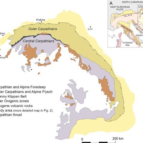 A General Tectonic Sketch Of Carpathians Alps And Adjacent Areas