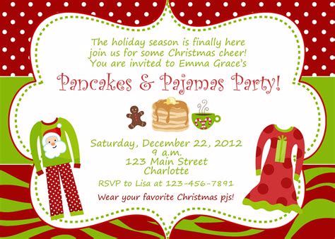 Pancakes And Pajamas Christmas Party Invitation Slumber