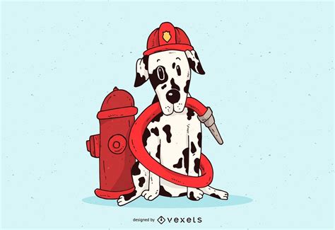 Dalmatian Firefighter Illustration Vector Download