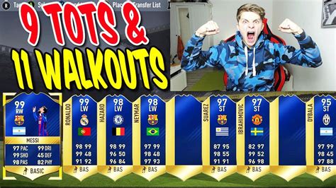 9 TOTS 11 WALKOUTS IN JEDEM PACK 1 TOTS WALKOUT FIFA 17 PACK