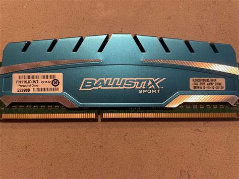 8gb 1 X 8gb Ballistix Sport Ddr3 1600mhz Pc3 12800 Bls8g3d169ds316fer