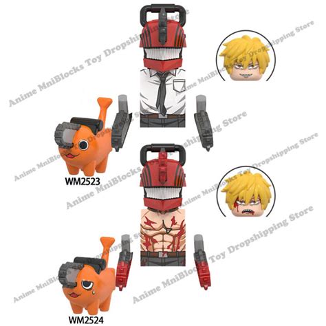 WM Blocks 2523 2524 Chainsaw Man Denji Pochita Anime Bricks Cartoon