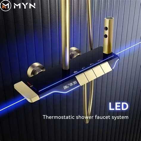 Gold Hot And Cold Thermostat Led Digital Display Battery Free Hydro Electric Power Way