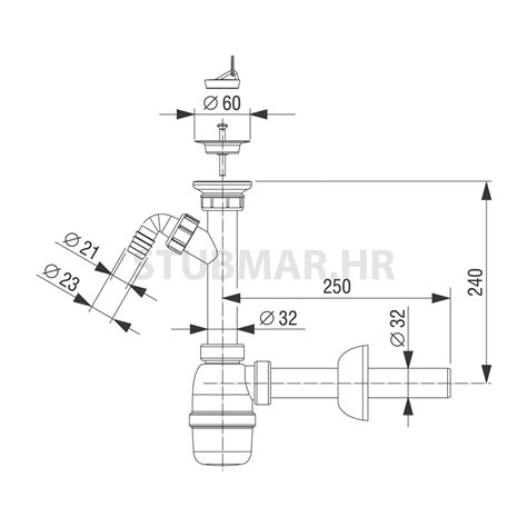 Sifon za umivaonik s priključkom fi 32