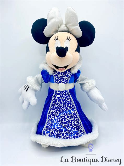 Peluche Minnie Mouse Disneyland Paris Disney Robe Hiver Bleu Fourrure