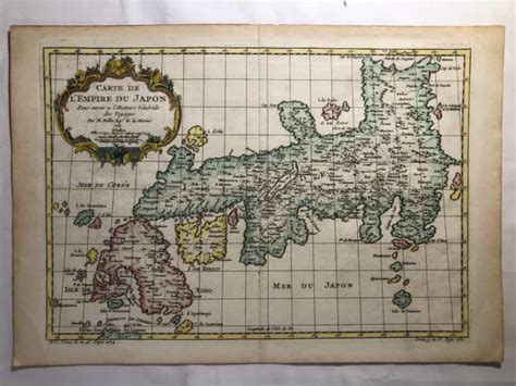 NICOLAS BELLIN Carte De L Empire Du Japon Japan Map 1752 Hand