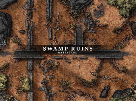 Swamp Ruins Battlemap Dnd Battle Map Wasteland Battle Map Dungeons