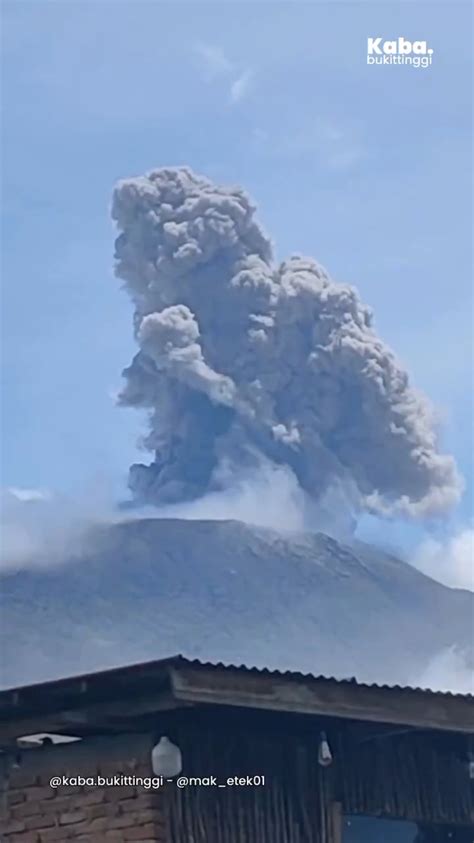 The eruption of the Marapi volcano on the island of Sumatra, Indonesia ...